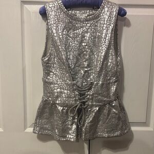 VENUS Metallic Silver Textured Blouse